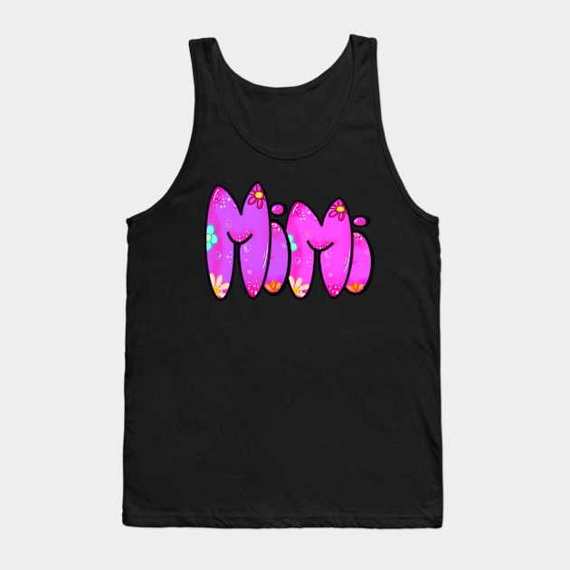 Mimi Top 10 best personalised gifts - Mimi - personalised,personalized custom name with flowers Tank Top by Artonmytee